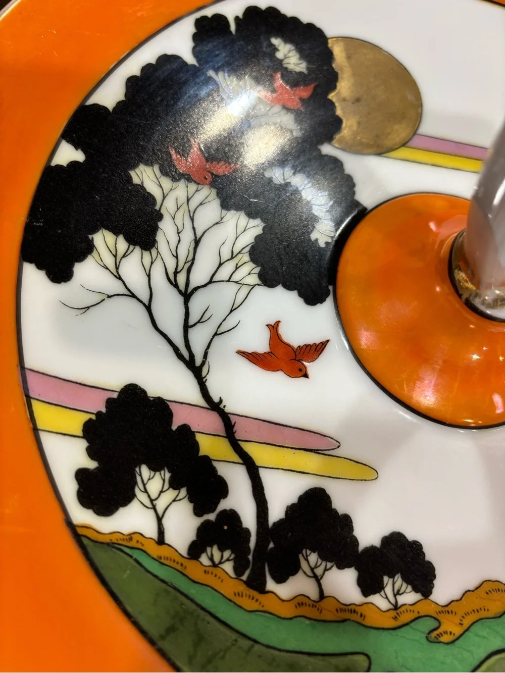 Circa 1924 Noritake Bright Tray/Server Stand with Scenic Design